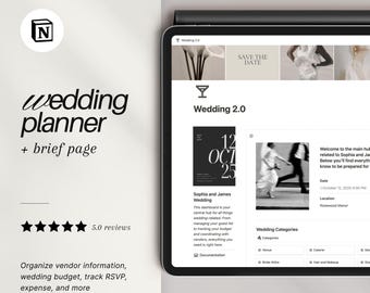 Notion Wedding Planner Template, Budget & To-Do List (Digital Download)