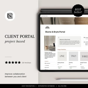 Notion Template Client Portal, Notion Client Dashboard, Project Management, Notion Client Tracker, Notion Design Creative and Freelancer