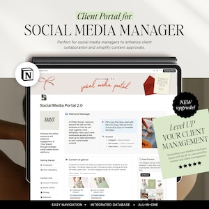 Notion Template Client Portal for Social Media Manager, Client Onboarding Template, Social Media Management, Notion Instagram Template