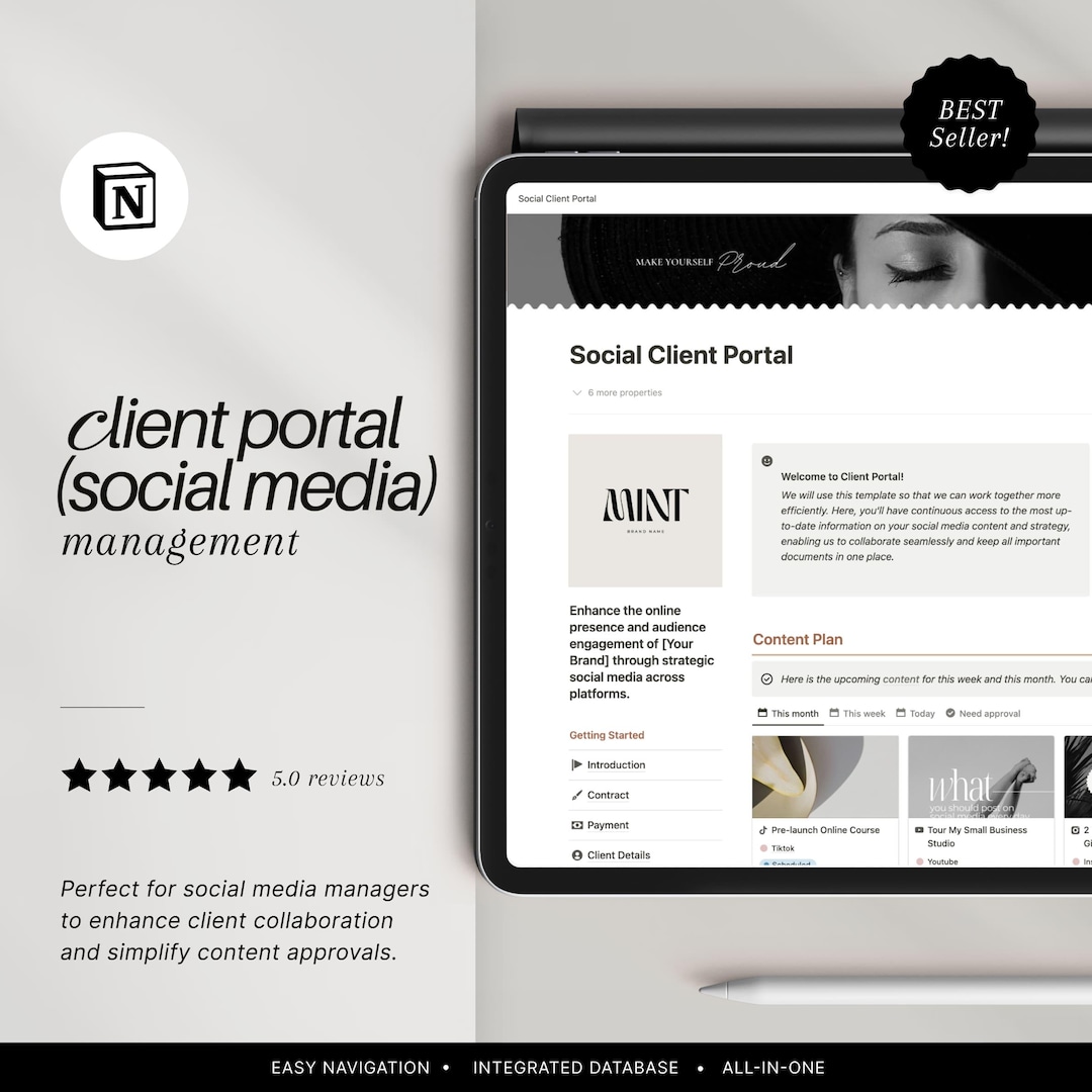Notion Template Client Portal for Social Media Manager, Client ...