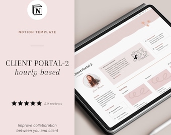Modèle Notion Client Portal 2, Suivi du temps pour indépendant, Assistant virtuel, Gestion de projet, Notion Client Tracker