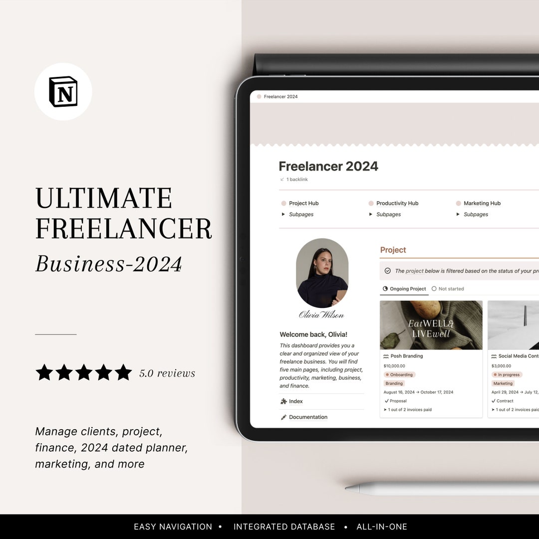 Notion Template Business Planner 2024 for Freelancer, CRM Client ...
