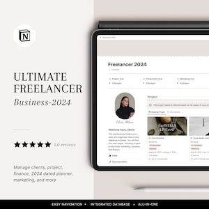 Notion Template Business Planner 2024 for Freelancer, CRM Client Tracker, Service Based Business Template, Business Dashboard, Work Planner