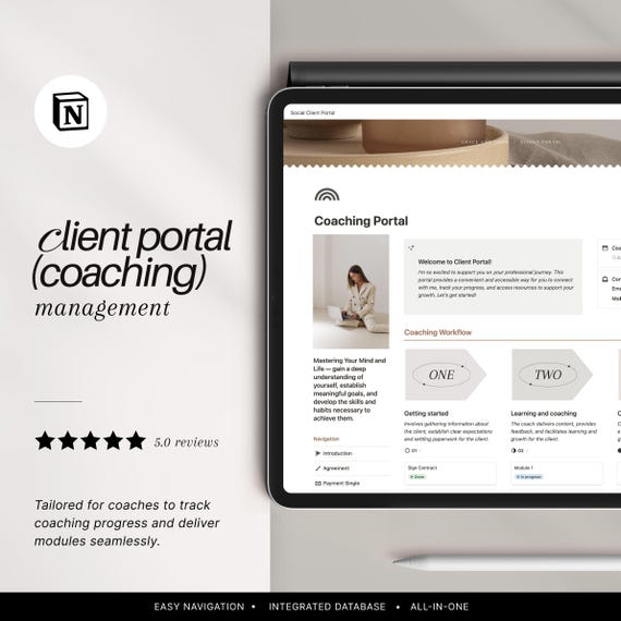 Notion Coaching Portal Template: Client Management, Online Course