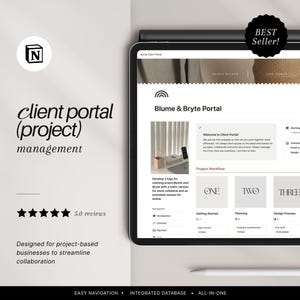 Notion Template Client Portal, Notion Client Dashboard, Project Management, Notion Client Tracker, Notion Design Creative and Freelancer