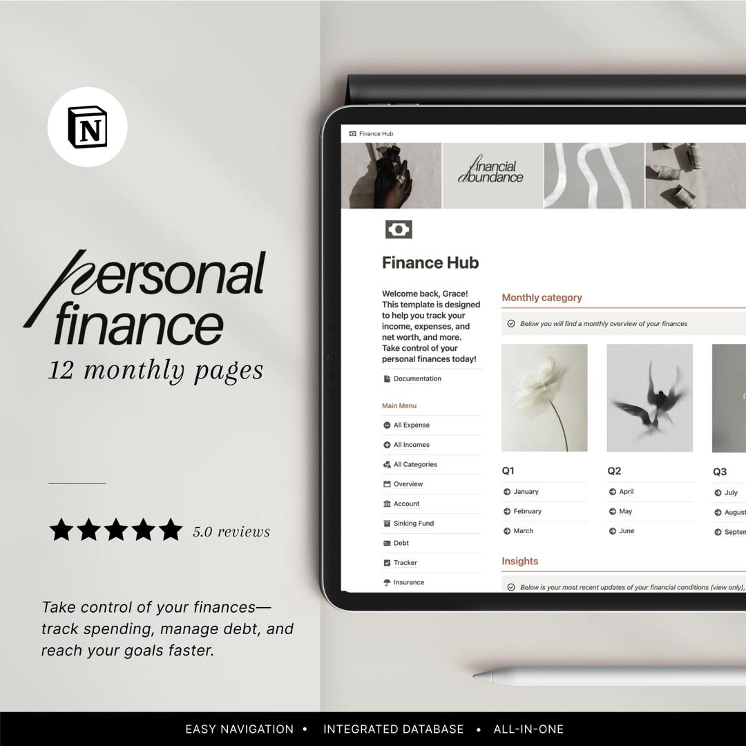 Notion Template Financial Planner | Monthly Budget Tracker | Personal ...
