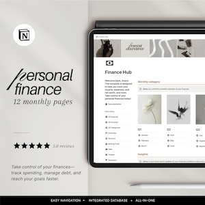 Notion Template Financial Planner | Monthly Budget Tracker | Personal Finance Dashboard | Income Expense Transaction Tracker | Money Tracker