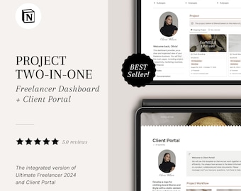 Notion Combined Business Planner Template : Ultimate Freelancer 2024 and Client Portal, Notion Work Business Planner, Service Based Template