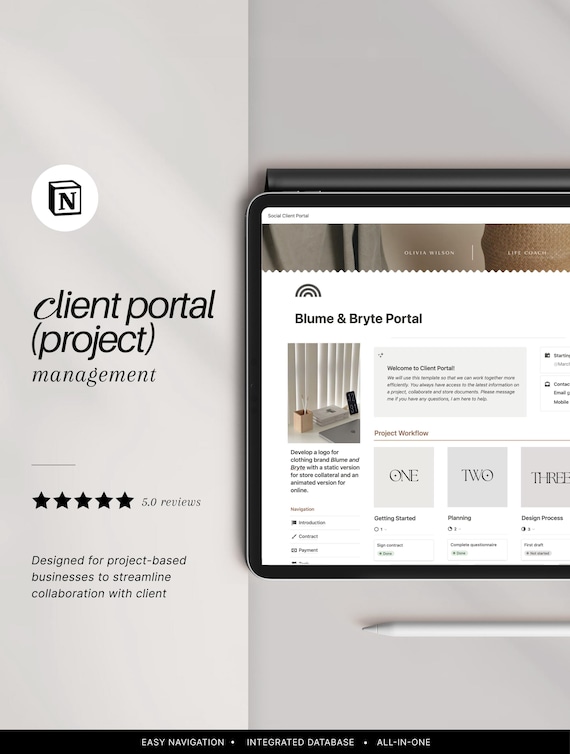 Notion Client Portal Template: Project Management Dashboard (Digital Download)