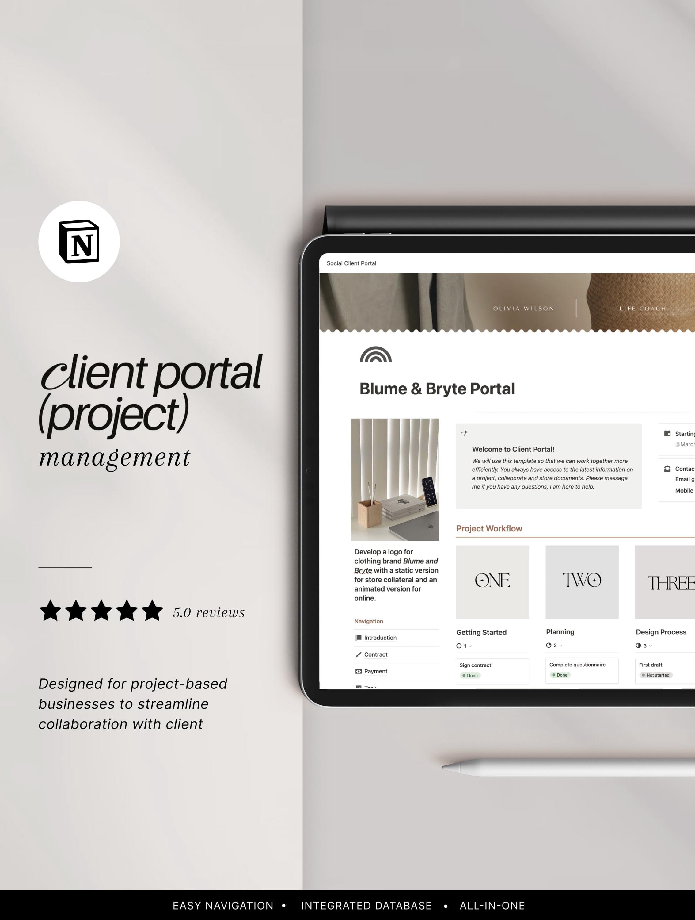 Notion Client Portal Template: Project Management Dashboard (digital ...