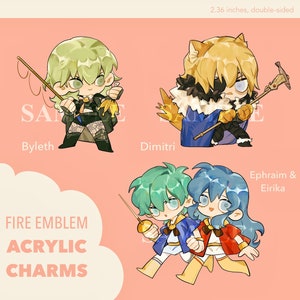 Fire emblem acrylic charm keychains