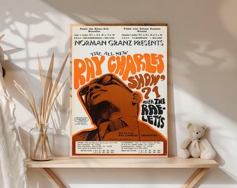 ray charles show vintage jazz poster classic music art print retro wall decor