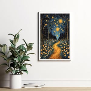 Gustav Klimt Print Starry Night Forest Trees Painting Klimt Exhibition Poster Painting Decor Full Art Print wall decor poster