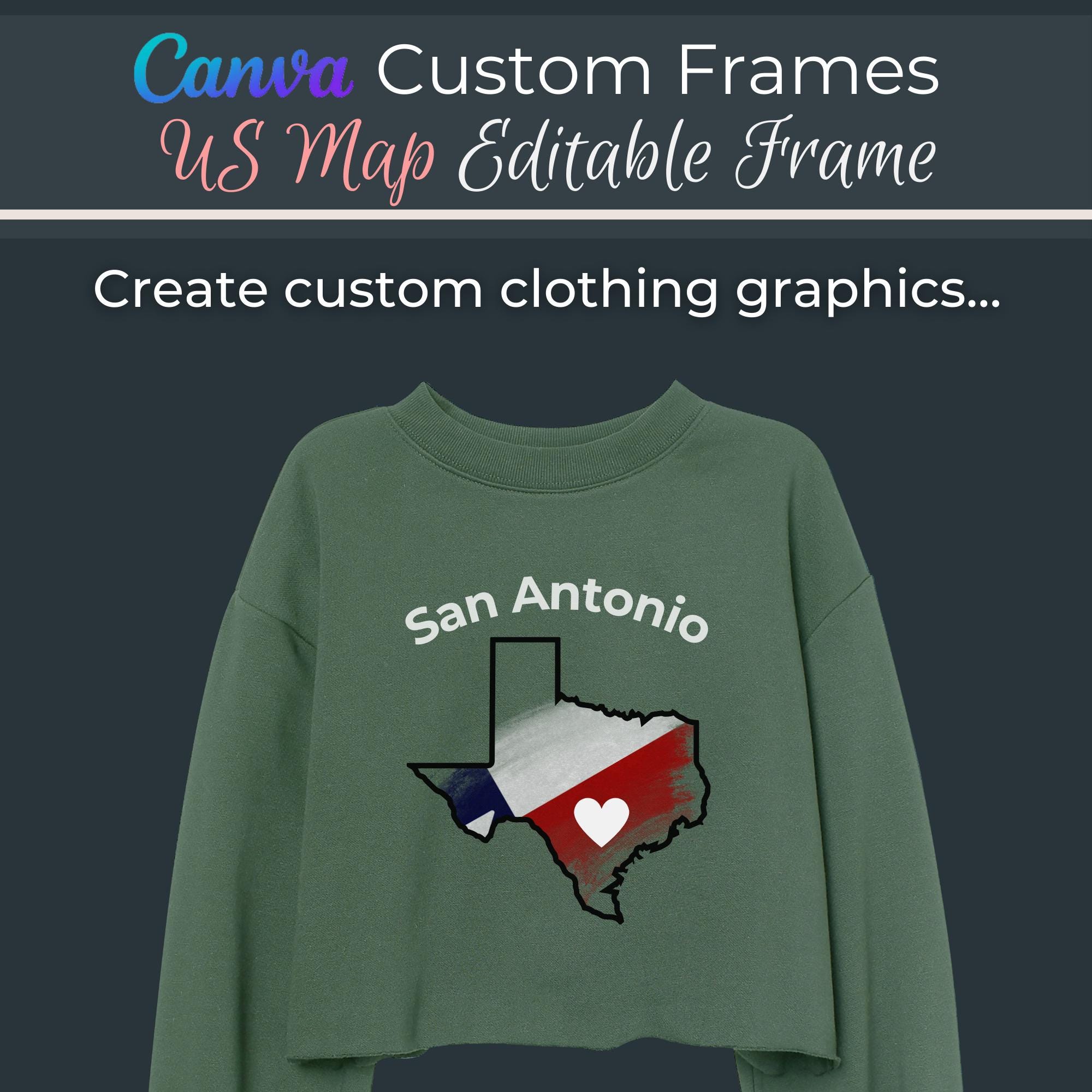 Canva Custom US Map Frame 50 States - Il Fullxfull.6258921520 Czjx