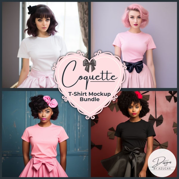Coquette Clothing Mockup Bundle | 14 Graphics | Balletcore Aesthetic | Trending Tshirt Mockup |  Dark Coquette Aesthetic | Vintage Glamour