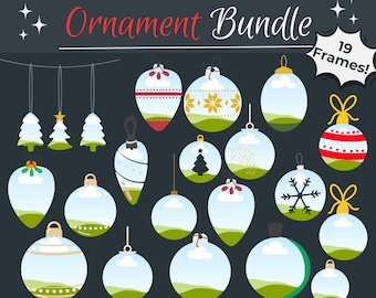 Canva Custom Frame Christmas Ornament Bundle | SVG POD / Print on Demand / Personal And Professional Customizable | Drag & Drop Templates
