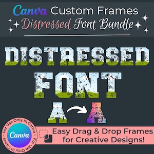 Canva Arraste e solte quadros em fonte desgastada | SVG POD / Ferramentas de impressão sob demanda | Modelos de quadros Canva editáveis com efeito grunge branqueado