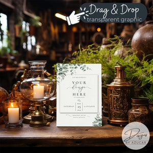 Transparant 5 x 7 kaart uitnodiging mockup | Digitale downloadsjabloon voor Fantasy, DnD, oude apotheek, Renaissance, tuinwenskaart Mock