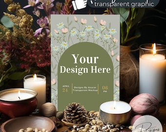 Greeting Card Mockup | 5x7 Card Mockup | Wedding Card Mockup | Digital Download | Boho, Cottagecore, Botanical, Fantasy, DnD, Nature Garden