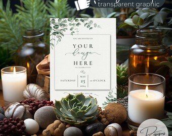 Greeting Card Mockup | 5x7 Card Mockup | Wedding Card Mockup | Digital Download | Boho, Cottagecore, Botanical, Fantasy, DnD, Nature Garden