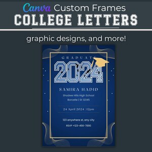 College Collegiate Canva Drag & Drop Frames, Sport Letters, University Font.
