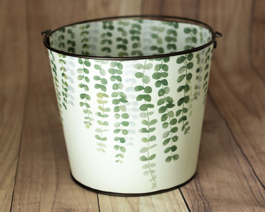 Printable Bucket Wrap Green Trailing Leaves Photo Prop for Newborn