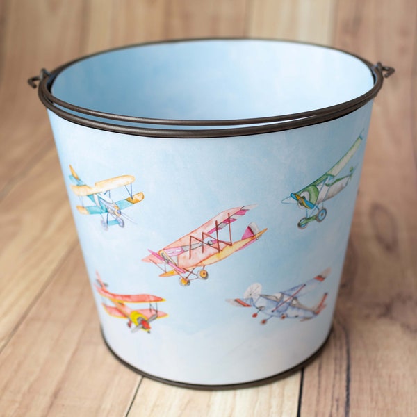 Airplane Printable Bucket Wrap photo prop for Newborn Photography changeable bucket wrap cover high resolution 300 dpi