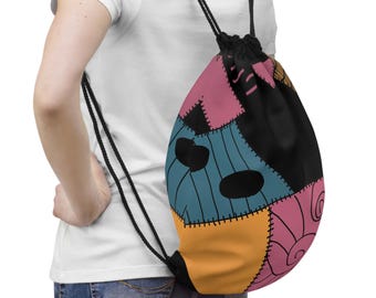 Patchwork Sally Face Drawstring Bag | Halloween Pattern