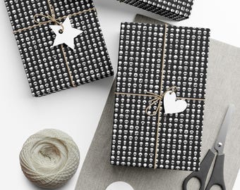 Black Skull Wrap Gift Paper | Gothic Halloween Edgy Pattern