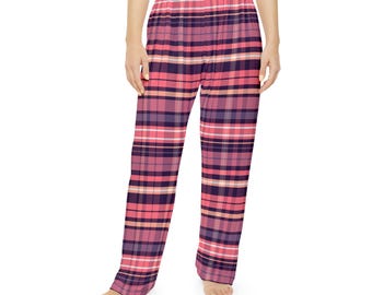 Pink Plaid Brushed Polyester Pajama Pants | Cozy Lounge Sleepwear