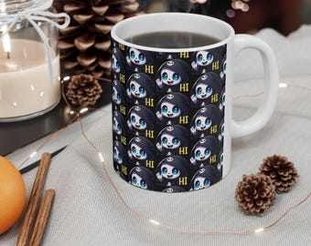 Reaper Art Mug, Gothic Ceramic Skull Coffee Cup, Spooky Halloween Drinkware
