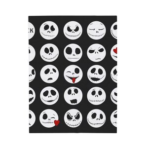Jack Skellington Faces Blanket | Halloween Skull Pattern Velveteen Throw image 4