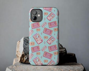 Retro Handheld Game Pattern Phone Case | Pastel Gamer Cassette Gaming Design