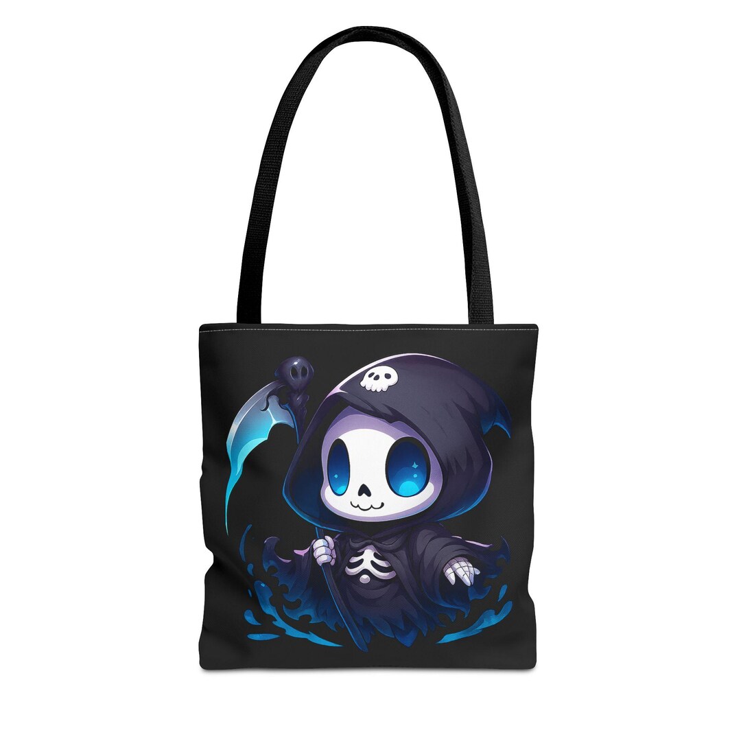 Sack Reaper Skull Tote Bag | Cute Grim Reaper Bag | Kawaii Tote | Spooky Shopper ...