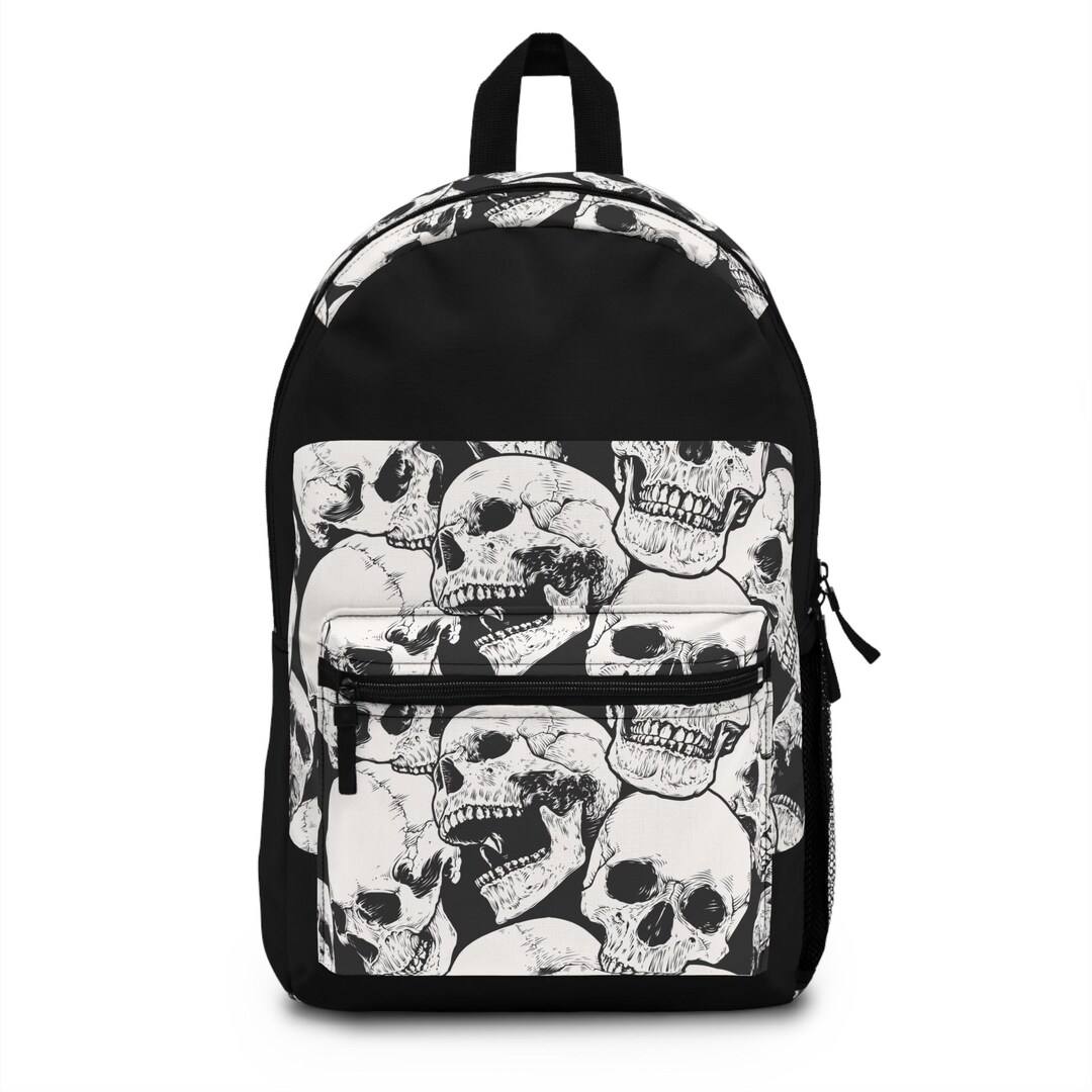 Skull Backpack, Gothic Punk Bookbag, Edgy Black & White Collage - Etsy