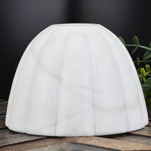 Hand Carved Alabaster Pendant Lampshade, 1-9/16&quot; Neckless Fitter, Stone Ceiling Light Shade