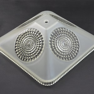Antique 1930s Ceiling Glass Light Shade with Four Clear Diamond Cut Circles