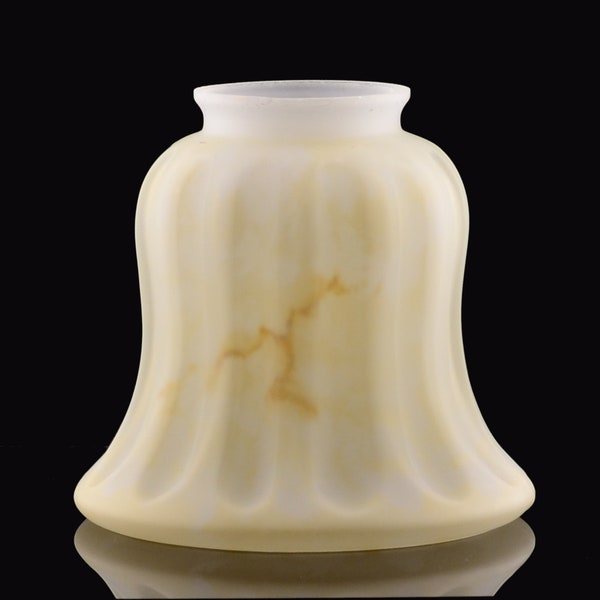 Yellow Hand-Painted Marble Glass Shade for Ceiling Fans or Light Fixtures with 2-1/4" Fitter