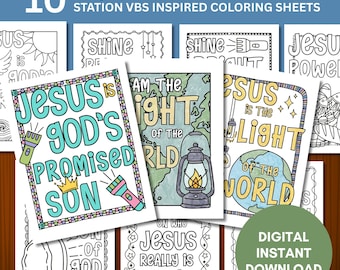 Illumination Station Coloring Pages | 10 Hand-Drawn VBS Printable Sheets | Digital Download