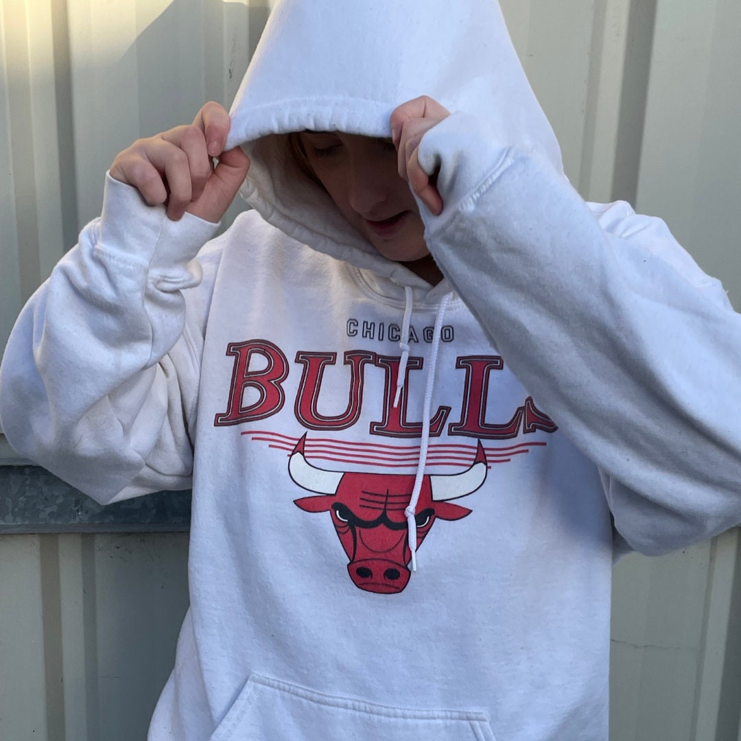 Vintage Faded Chicago Bulls Hoodie in Cherry Red
