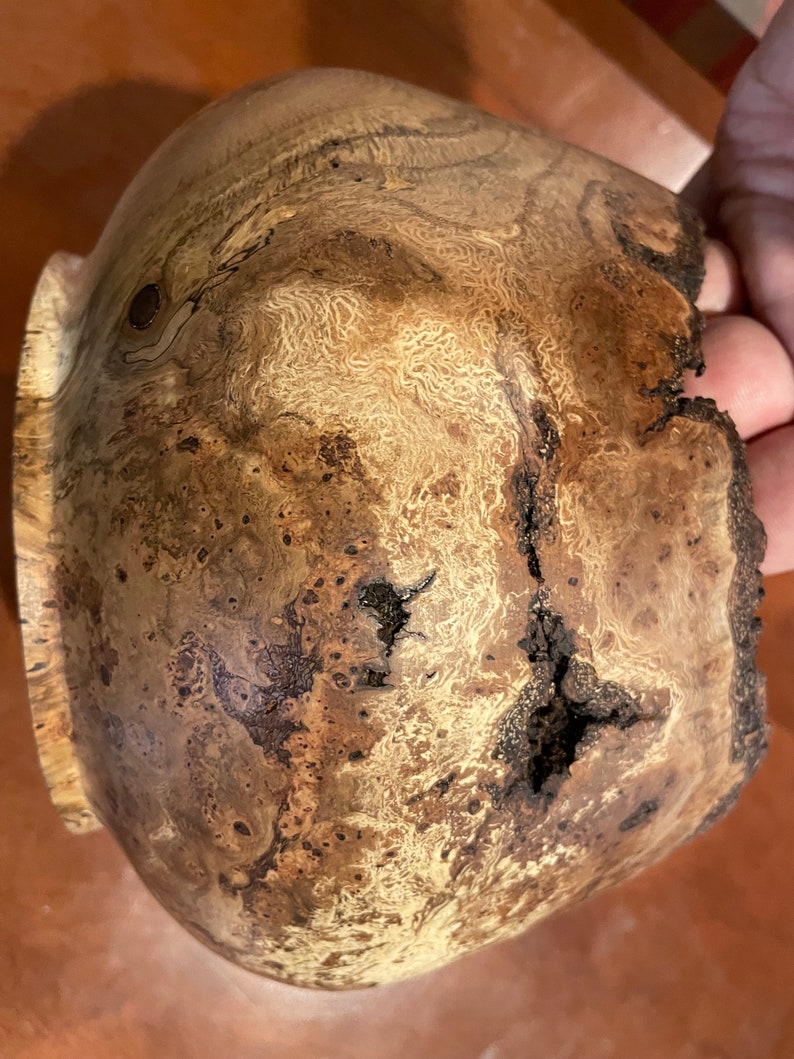 Large Red Oak Burl Wood Bowl Live Edge Hand Turned on Lathe Etsy