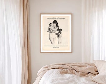 1960s vintage panties ad retro lingerie magazine print mother and children theme wall decor