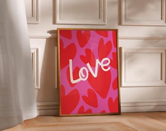 love heart valentines day wall art print romantic love decor