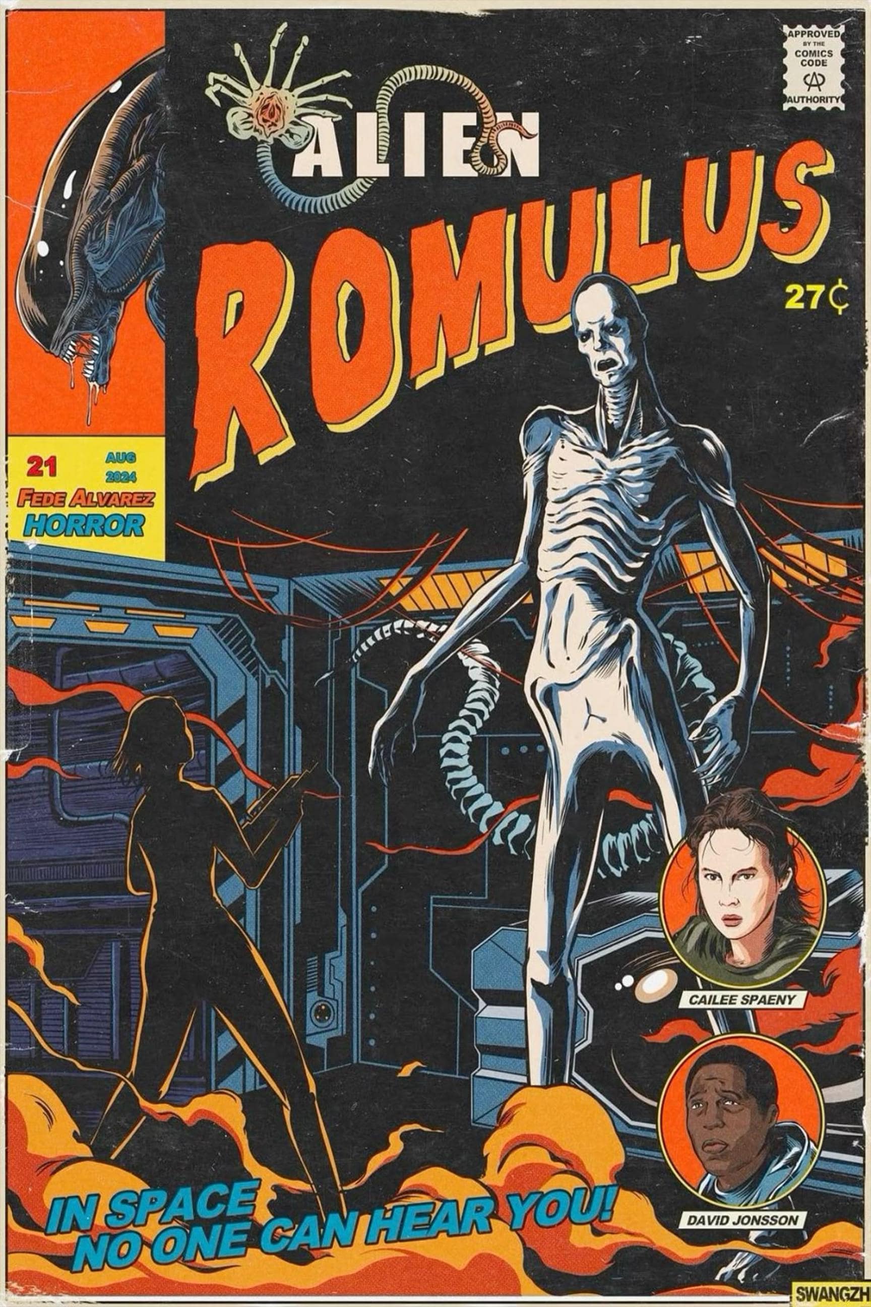 Alien Romulus Poster Vintage Comic Book Horror Print Retro Sci Fi Movie ...