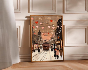 retro valentines day wall poster printable cute lovers day art romantic decor