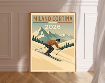 Milano Cortina 2026 ski the Italian dream poster