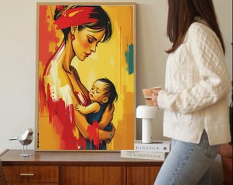 2 abstract motherhood art prints unique mothers day gifts colorful wall paintings suitable for indoor and outdoor decoration