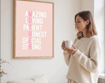 mothers day poster gift for mom amazing loving patient honest special strong mom wall art decor home office decoration gift idea
