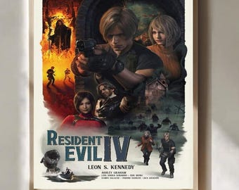Resident Evil 4 Remake Poster Horror Game Poster Dark Wall Art Retro Gaming Room Decor For Bedroom Office