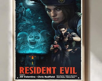 Resident Evil 1 Poster Horror Game Poster Dark Wall Art Retro Gaming Room Decor For Bedroom Office